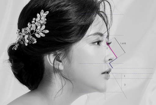 얼굴 비례와 코라인을 분석하는 측면 이미지