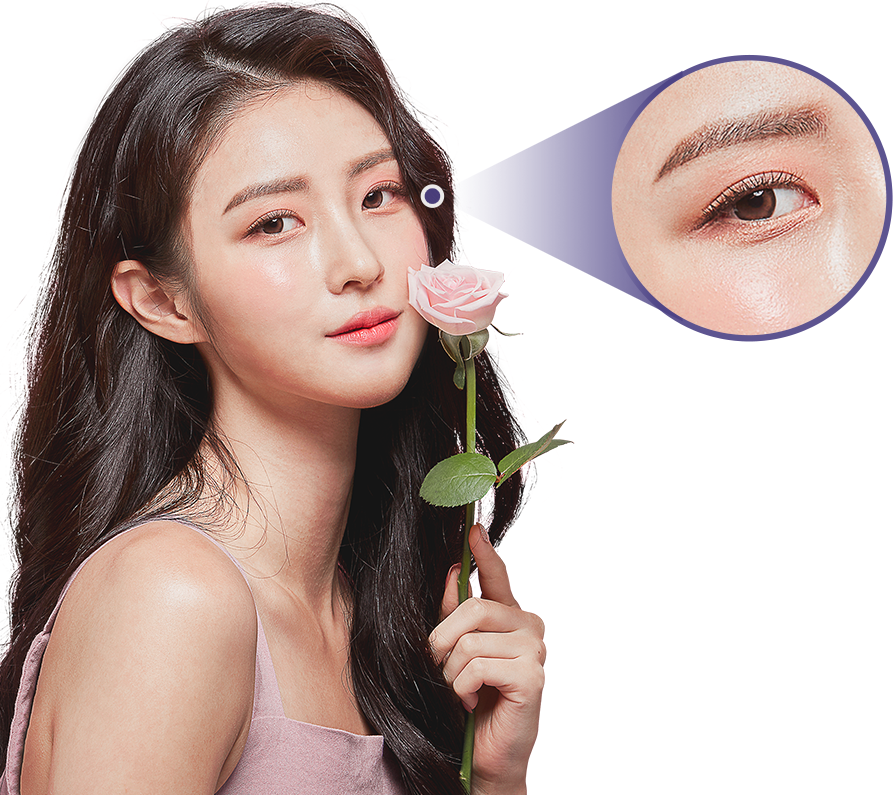 절개 쌍꺼풀의 장점 표현한 여성 모델 메인 이미지